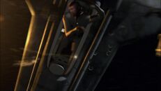 Son Viper est abattu par un un missile cylon ne lui laissant aucune chance (LSR : Battlestar Galactica, 1re partie).